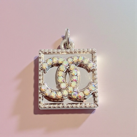 CHANEL Authentic Silver and Iridescent Accents Necklace Charm Pendant - Picture 12 of 13